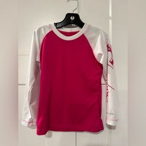 Columbia PFG spf pink and white rashguard youth long sleeve XXS